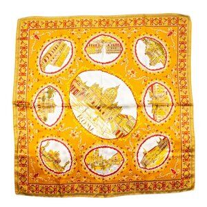 Vintage Vatican City Themed Silk Scarf With Architectural Motifs